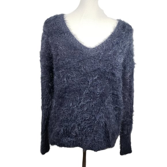 DKNY Jeans Women's size Small Blue Fuzzy Sweater - Gently Used - Picture 1 of 7